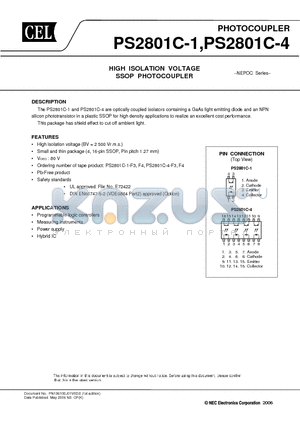 PS2801C-1-V datasheet - HIGH ISOLATION VOLTAGE SSOP PHOTOCOUPLER