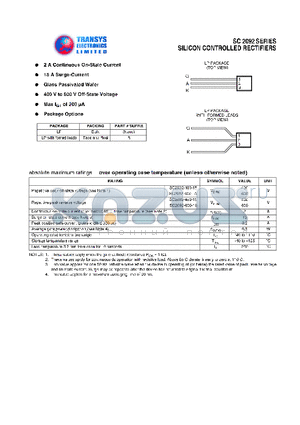 SC2092-600-15 datasheet - SILICON CONTROLLED RECTIFIERS