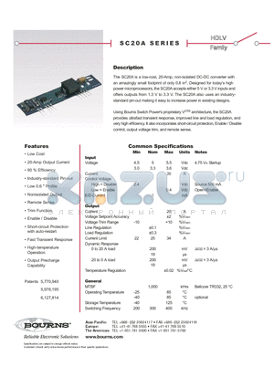 SC20A-5S1.9 datasheet - low-cost, 20-Amp, non-isolated DC-DC converter