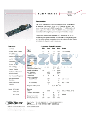 SC20A-5S2.5 datasheet - low-cost, 20-Amp, non-isolated DC-DC converter