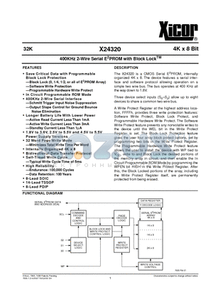 X24320V14-1.8 datasheet - 400KHz 2-Wire Serial E2PROM with Block Lock