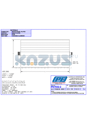 PE7032-2 datasheet - N ATTENUATOR MALE TO FEMALE 500 WATT, FREQUENCY RANGE: DC TO 500 MHz