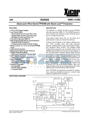 X24325PI-2.7 datasheet - Advanced 2-Wire Serial E 2 PROM with Block Lock TM Protection