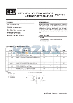 PS2861-1-F3 datasheet - PS2861