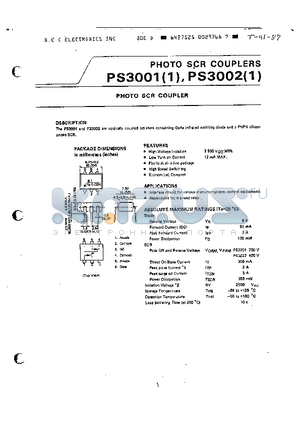 PS3001 datasheet - PHOTO SCR COUPLER