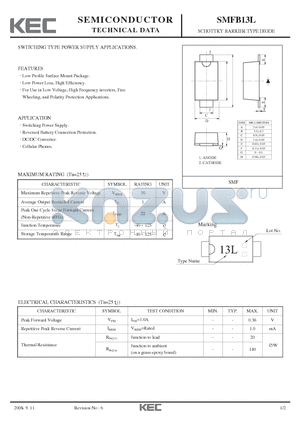 SMFB13L datasheet - SCHOTTKY BARRIER TYPE DIODE