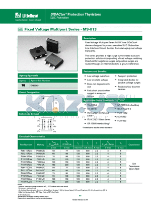 P1101UALXX datasheet - The series provides a high surge current rated dual port protection