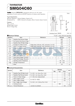 SMG04C60 datasheet - THYRISTOR