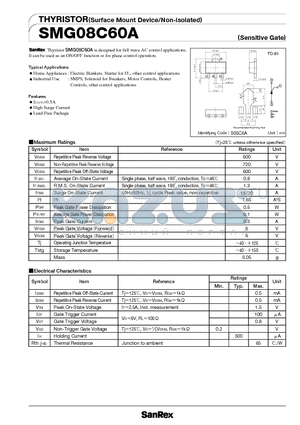 SMG08C60A datasheet - THYRISTOR(Surface Mount Device/Non-isolated)