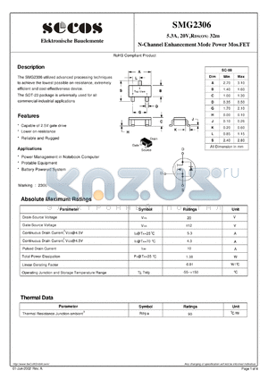 SMG2306 datasheet - N-Channel Enhancement Mode Power Mos.FET