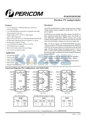 PS381 datasheet - Precision, 17V Analog Switches