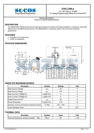 SMG2306A datasheet - N-Channel Enhancement Mode Power Mos.FET