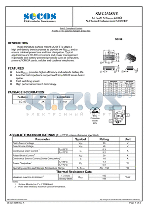 SMG2328NE datasheet - N-Channel Enhancement MOSFET