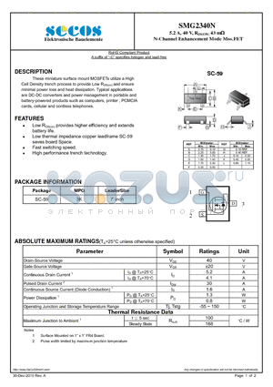 SMG2340N datasheet - N-Channel Enhancement Mode Mos.FET