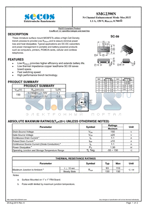 SMG2390N datasheet - N-Channel Enhancement Mode Mos.FET