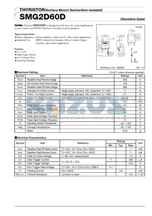 SMG2D60D datasheet - THYRISTOR(Surface Mount Device/Non-isolated)