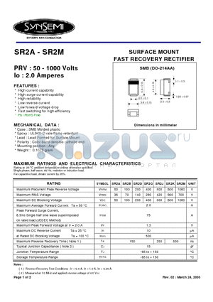 SR2A datasheet - SURFACE MOUNT FAST RECOVERY RECTIFIER