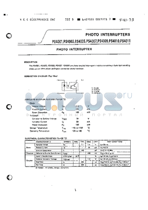 PS4001 datasheet - PHOTO INTERRUPTERS