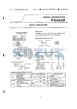 PS4008 datasheet - PHOTO INTERRUPTER