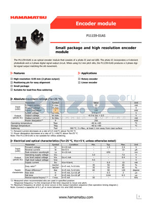 P11159-01AS datasheet - Small package and high resolution encoder module