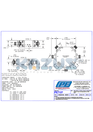 PE7127 datasheet - SMA FEMALE, COAXIAL SWITCH FREQUENCY RANGE: 1 GHz TO 18 GHz SWITCH  TYPE:SP4T