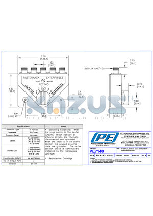 PE7140 datasheet - N FEMALE MANUAL COAX SWITCH WITH SURGE PROTECTOR