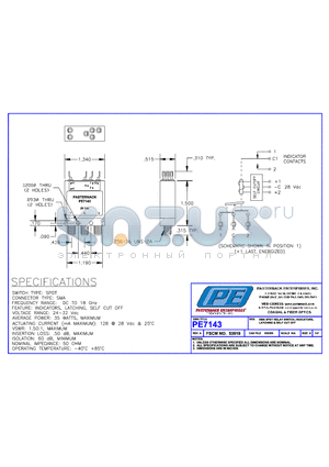 PE7143 datasheet - SMA SPDT RELAY SWITCH INDICATORS LATCHING & SELF CUT OFF