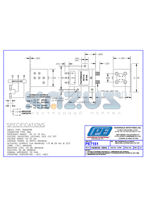 PE7151 datasheet - SMA TRANSFER RELAY SWITCH, INDICATORS, LATCHING & SELF  CUT OFF