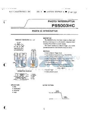 PS5003HC datasheet - PHOTO IC INTERRUPTER