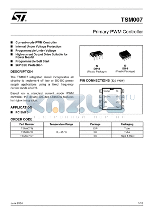 TSM007 datasheet - Primary PWM Controller