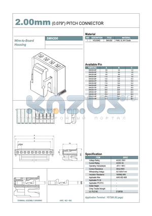 SMH200-10P datasheet - 2.00mm PITCH CONNECTOR