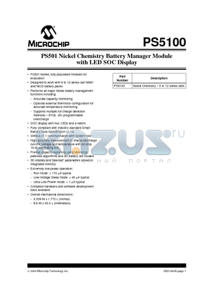PS5100 datasheet - Nickel Chemistry Battery Manager Module with LED SOC Display