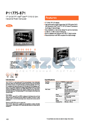 P1177S-871 datasheet - Robust aluminum with IP65 compliant front bezel design