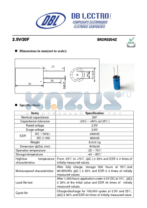 SR2R5105Z datasheet - High capacitance and low resistance for long cycle life applications