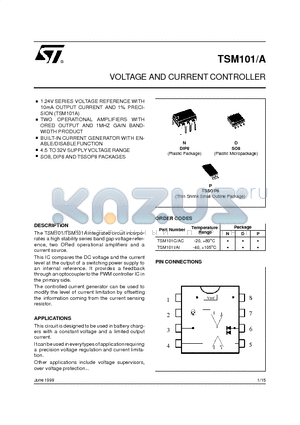 TSM101A datasheet - VOLTAGE AND CURRENT CONTROLLER