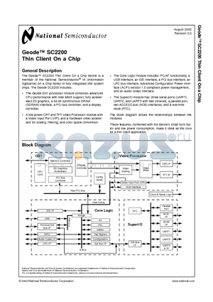 SC2200UCL-300 datasheet - Thin Client On a Chip