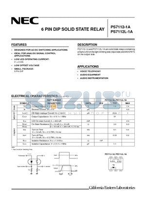 PS7112-1A datasheet - 6 PIN DIP SOLID STATE RELAY