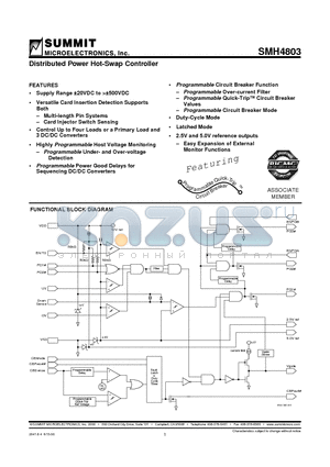 SMH4803BFK datasheet - Distributed Power Hot-Swap Controller