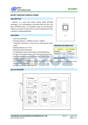 SC23R01T01002 datasheet - 8KBIT CONTACTLESS IC CARD