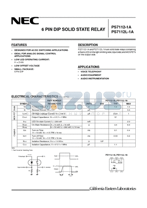 PS7112L-1A-E4 datasheet - 6 PIN DIP SOLID STATE RELAY