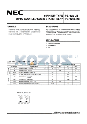 PS7122-2B datasheet - 8 PIN DIP TYPE OPTO-COUPLED SOLID DTATE RELAY