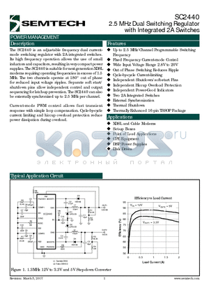 SC2440 datasheet - 2.5 MHz Dual Switching Regulator with Integrated 2A Switches