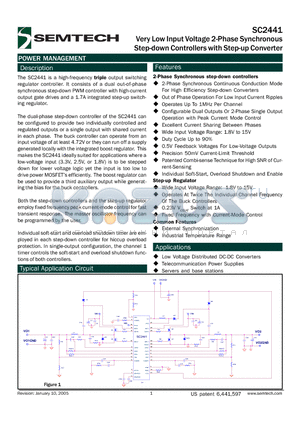 SC2441ITSTRT datasheet - Very Low Input Voltage 2-Phase Synchronous Step-down Controllers with Step-up Converter