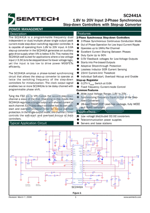 SC2441A datasheet - 1.8V to 20V Input 2-Phase Synchronous Step-down  Controllers  with  Step-up  Converter
