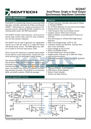 SC2447EVB datasheet - Dual-Phase, Single or Dual Output Synchronous Step-Down Controller