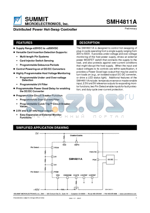 SMH4811AG datasheet - DISTRIBUTED POWER HOT SWAP CONTROLLER