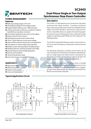 SC2443_08 datasheet - Dual-Phase Single or Two Output Synchronous Step-Down Controller