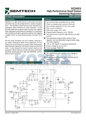 SC2453ITSTR datasheet - High Performance Quad Output Switching Regulator