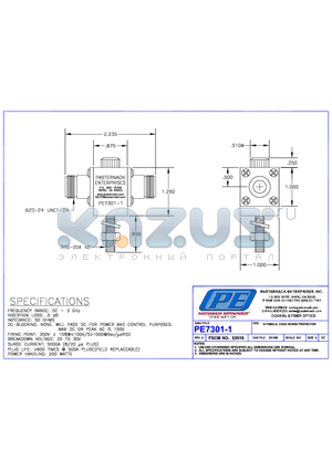 PE7301-1 datasheet - N FEMALE, COAX SURGE PROTECTOR