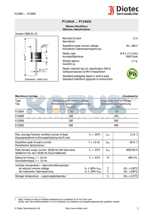 P1200B datasheet - Silicon-Rectifiers